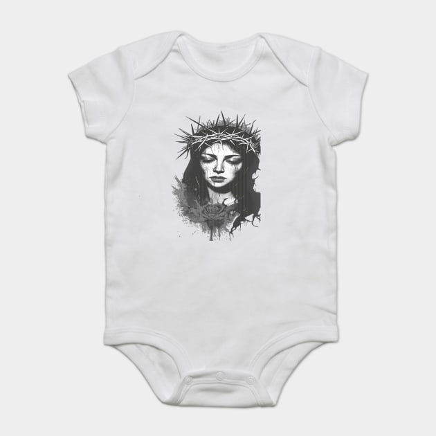 Grayscale Artistic Composition Featuring a Crown Baby Bodysuit by animegirlnft